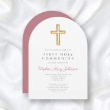 ピンクモダンクロスガールファースト聖餐式