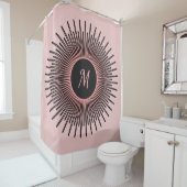 ピンクモダンク黒エレガントモノグラムの シャワーカーテン (インサイチュ)