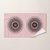 ピンクモダンク黒エレガントモノグラムの バスタオルセット (ハンドタオル)