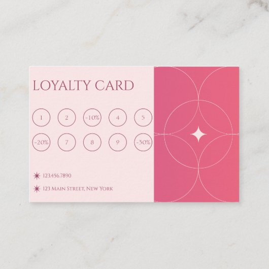ピンクモダングラデーションのメイクアップアーティストマーケティング ロイヤリティカード (裏面)