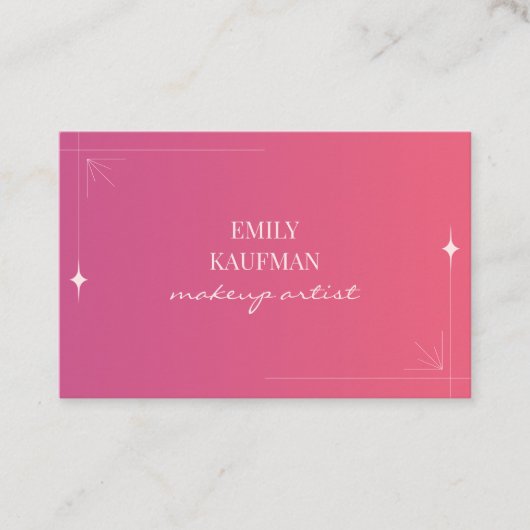 ピンクモダングラデーションのメイクアップアーティストマーケティング ロイヤリティカード (正面)