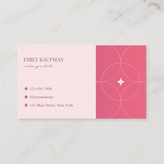 ピンクモダングラデーションのメイクアップアーティスト 名刺 (裏面)