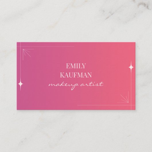 ピンクモダングラデーションのメイクアップアーティスト 名刺 (正面)