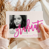 ピンクモダングラデーションタイポグラフィフォトグラッドパーティー 招待状