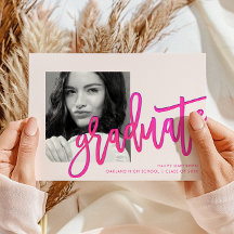 ピンクモダングラデーションタイポグラフィフォトグラッドパーティー