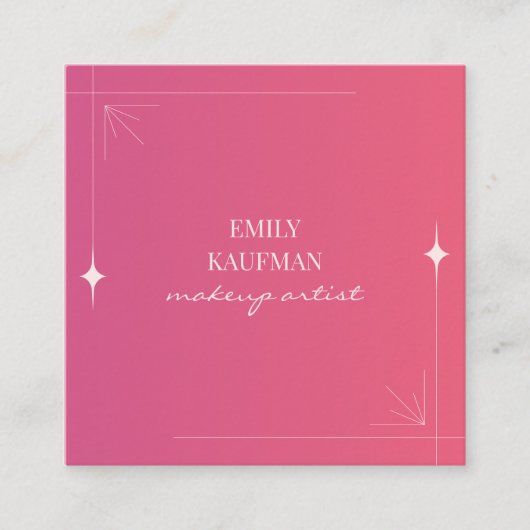 ピンクモダングラデーショントレンディーメイクアップアーティスト スクエア名刺 (正面)