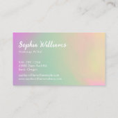 ピンクモダングラデーション色の緑の黄色の手書きスクリプト 名刺 (裏面)