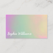ピンクモダングラデーション色の緑の黄色の手書きスクリプト 名刺 (正面)