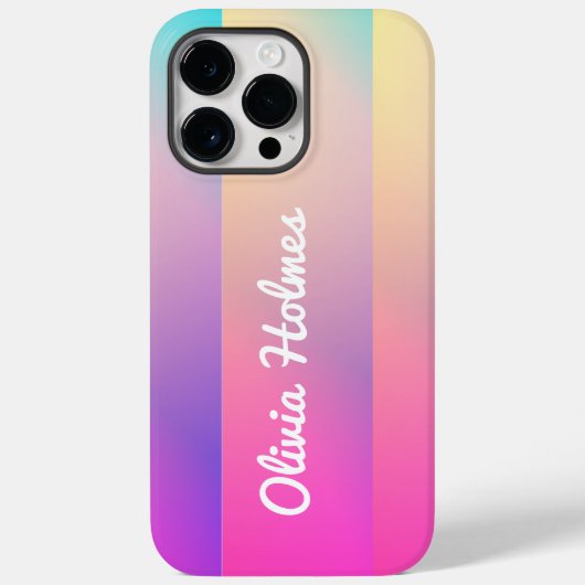 ピンクモダングラデーション色ブロック名モノグラム Case-Mate iPhoneケース (裏面)