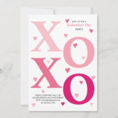 ピンクモダングラデーションHOOハートガレンティンデイパーティー 招待状 (正面)