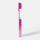 ピンクモダングリッターガーリーモノグラムの iPhoneケース (左側面)