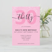 ピンクモダングリッタースエレガントクリプト30th Birthday 招待状 (スタンド正面)
