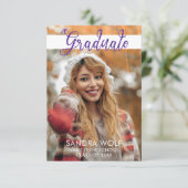 ピンクモダングリッタースクリプト写真卒業 招待状 (スタンド正面)