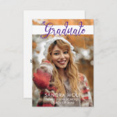 ピンクモダングリッタースクリプト写真卒業 招待状 (正面/裏面)