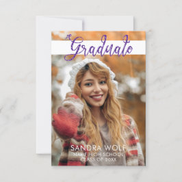 ピンクモダングリッタースクリプト写真卒業 招待状