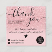 ピンクモダングリッタースパークルシッ感謝していク注文 スクエア名刺 (正面)