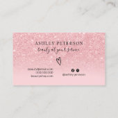 ピンクモダングリッタースパークルススクリプトメイクアップ 名刺 (裏面)