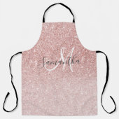 ピンクモダングリッタースパークルパーソナライズされたの名前 エプロン (正面)