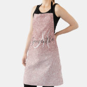 ピンクモダングリッタースパークルパーソナライズされたの名前 エプロン (インサイチュ)