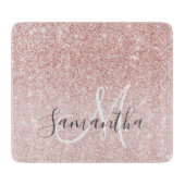 ピンクモダングリッタースパークルパーソナライズされたの名前 カッティングボード (正面)