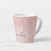 ピンクモダングリッタースパークルパーソナライズされたの名前 カフェラテマグ (右アングル)