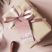 ピンクモダングリッタースパークルパーソナライズされたの名前 ギフトタグ