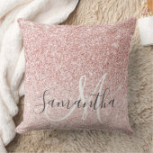 ピンクモダングリッタースパークルパーソナライズされたの名前 クッション (ブランケット)