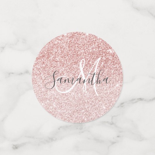 ピンクモダングリッタースパークルパーソナライズされたの名前 コンフェッティ (スモール正面)