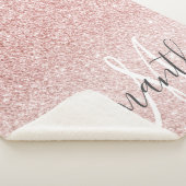 ピンクモダングリッタースパークルパーソナライズされたの名前 シェルパブランケット (3/4)