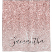 ピンクモダングリッタースパークルパーソナライズされたの名前 シャワーカーテン (正面)