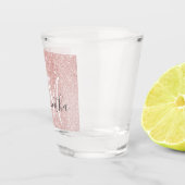 ピンクモダングリッタースパークルパーソナライズされたの名前 ショットグラス (右)