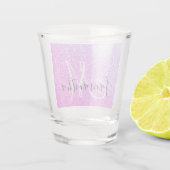 ピンクモダングリッタースパークルパーソナライズされたの名前 ショットグラス (裏面)