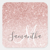 ピンクモダングリッタースパークルパーソナライズされたの名前 スクエアシール (正面)