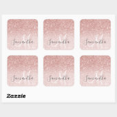 ピンクモダングリッタースパークルパーソナライズされたの名前 スクエアシール (シート)