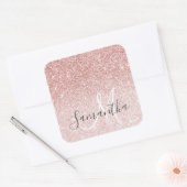 ピンクモダングリッタースパークルパーソナライズされたの名前 スクエアシール (封筒)