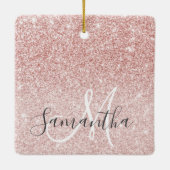 ピンクモダングリッタースパークルパーソナライズされたの名前 セラミックオーナメント (裏面)