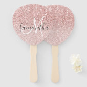 ピンクモダングリッタースパークルパーソナライズされたの名前 ハンドファン (正面&裏面)