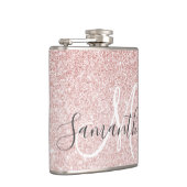 ピンクモダングリッタースパークルパーソナライズされたの名前 フラスク (右)