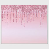 ピンクモダングリッタードリップグラフィック ラッピングペーパー (フラット)