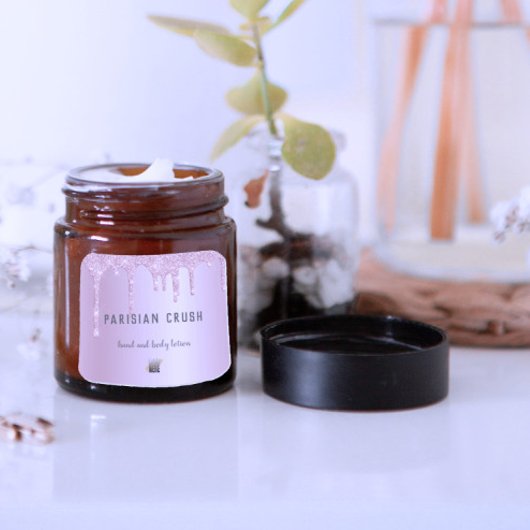 ピンクモダングリッタードリップコスメティックビジネスロゴ スクエアシール