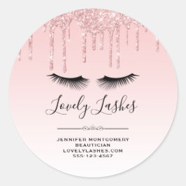 ピンクモダングリッタードリップ&まつげビジネス ラウンドシール