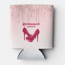 ピンクモダングリッタードリップ&ハイヒールブライドメイド 缶クーラー