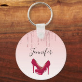 ピンクモダングリッタードリップ&ハイヒール キーホルダー (正面)
