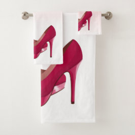 ピンクモダングリッタードリップ&ハイヒール バスタオルセット