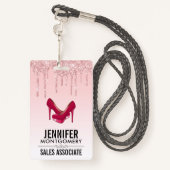 ピンクモダングリッタードリップ&ハイヒール バッジ (裏面ランヤード)