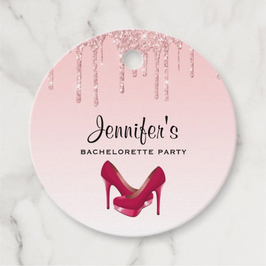 ピンクモダングリッタードリップ&ハイヒール フェイバータグ (正面)