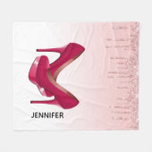 ピンクモダングリッタードリップ&ハイヒール フリースブランケット (正面(横))