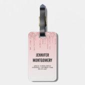 ピンクモダングリッタードリップ&ハイヒール ラゲッジタグ (裏面縦)