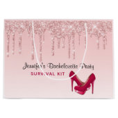 ピンクモダングリッタードリップ&ハイヒール ラージペーパーバッグ (正面)