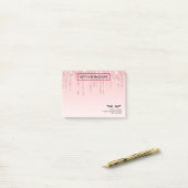 ピンクモダングリッタードリップ&ブラックまつげ ポストイット (デスク上)